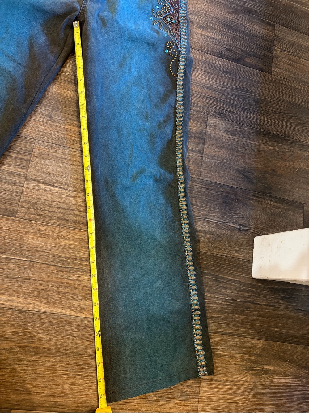 Brazil Roxx Women’s Y2K Western Bling Blue & Brown Patina Wash Jeans BR 44/US 8 - Picture 6 of 9